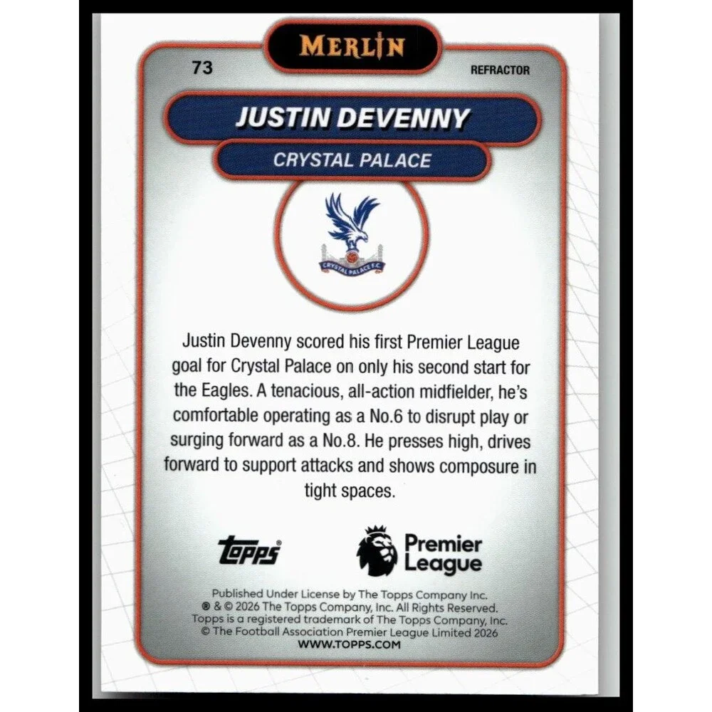 2026 Merlin Premier League #73 Justin Devenny Refractor